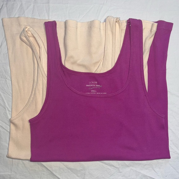 JCrew Fuschia / cream featherweight tank top bundle - Picture 2 of 9